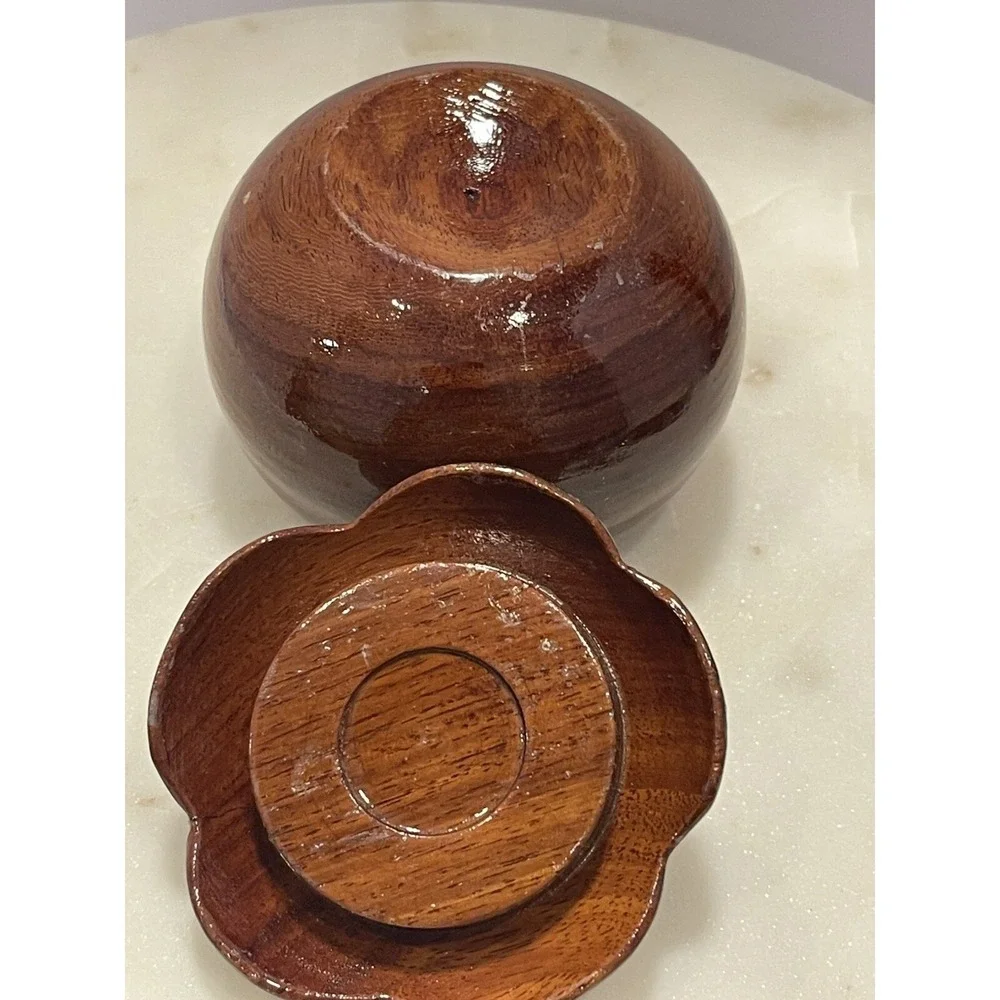 Wooden Hand Carved Lidded‎ Decor Storage Jewelry Organizer Pumpkin Trinket Box